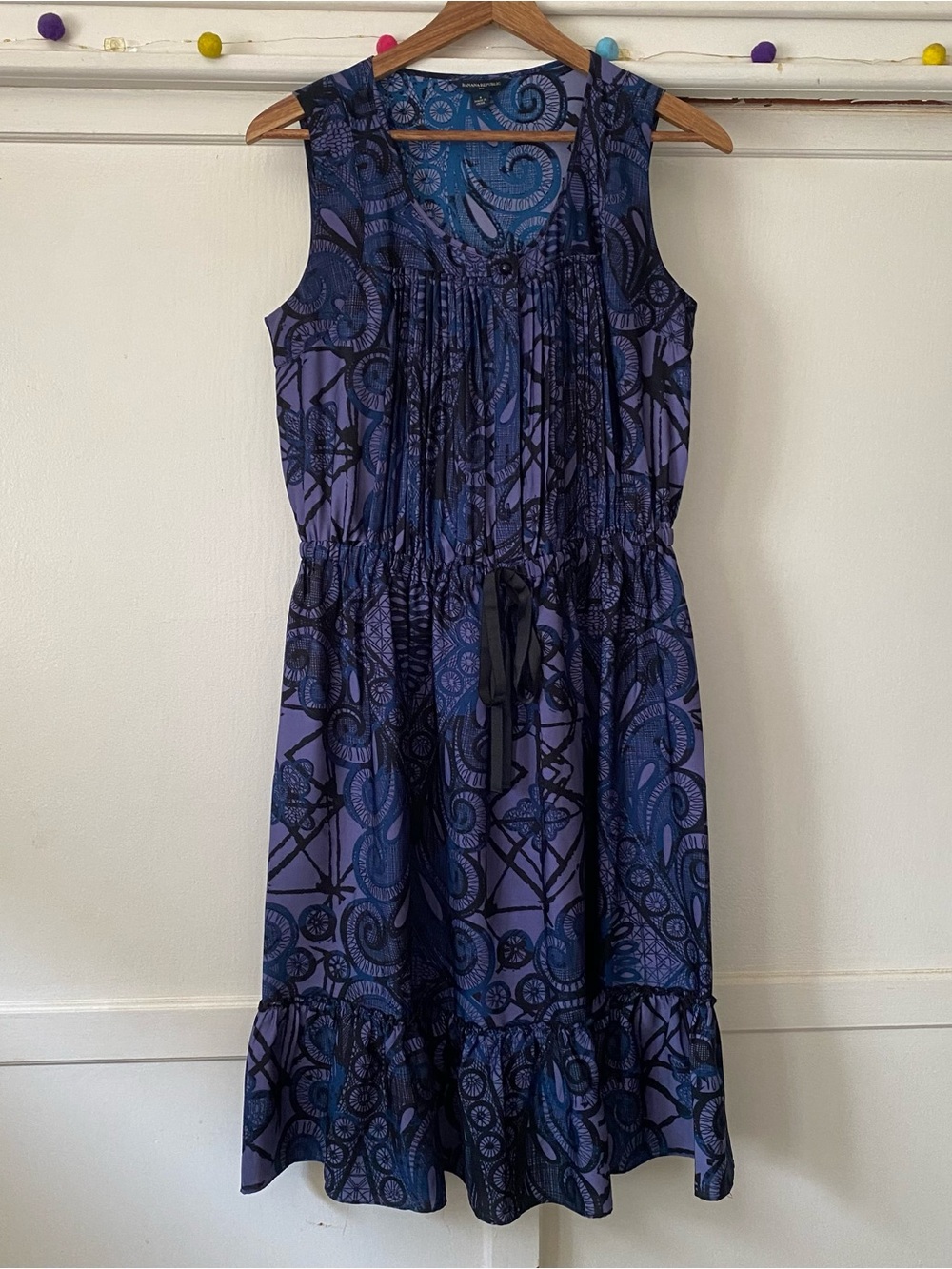Banana Republic Purple and Navy Paisley Midi Dress
